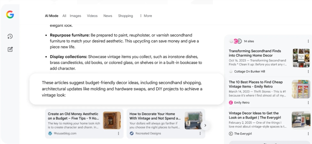 Google将AI搜索功能升级,增强来源链接和内容说明